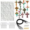 Woohome Stampo in Resina, Stampi per Resina Stampo A Forma di Croce Stampi Stampo in Silicone con Fibbia Pendente, Corda di Cera Nera, Portachiavi per Ciondolo,Collana