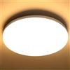 genatu Plafoniera LED Soffitto Bagno IP65 Impermeabile, 17W 2335lm (150W Eq.), 3000K Bianco Caldo, Ø22cm Rotondo