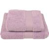 Jolie Firenze BIBIHOME Set asciugamano viso ed asciugamano ospite in spugna di puro cotone pettinato (550 gr./mq.) tinta unita (LAVANDA)