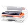 QWORK® Scatola portadocumenti portatile formato A4, plastica trasparente resistente, confezione da 2, ideale per documenti, riviste, album di ritagli, foto,31 x 22 x 5 cm