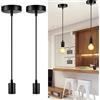 ChaoZan Lampada a Sospensione in metallo plastica E27 Portalampada attacco Mini Lampada a Sospensione con cavo pendente lampadario per Camera da letto sala da pranzo corridoio cucina (Nero)