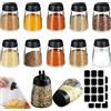 EAAGHK 12 Barattoli Spezie in Vetro 150ml con Coperchio Doppio Dosatore, Portaspezie Cucina con 24 Etichette, Contenitori per Sale Pepe e Spezie, Organizer Spezie in Vetro con Spargitore Fine e Grosso