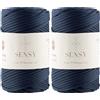 S SENSY Sensy Premium - 2 matasse di corda da 5 mm, 91,4 metri, in poliestere, 100% polipropilene, per macramè, 5 mm, per uncinetto, macramè, uncinetto, filo per lavori a maglia (blu navy)