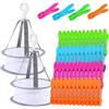 Sikweny 48 Pezzi Mollette per Bucato Con Cestino Con 2 Cestelli Asciugare i Vestiti Porta Mollette Bucato da Esterno Design Sigillato Peg Antivento Materiale Plastico per Tasche Ermetiche
