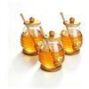 BestYiJo 3 vasetti di miele da 400 ml con cucchiaio, barattolo di miele in vetro con coperchio in legno, adatto per sciroppi, marmellate e prodotti liquidi