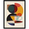 Artery8 Coffee Cup Bauhaus Geometric Design Kitchen Art Print Framed Poster Wall Decor 12x16 inch