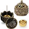 LEZED Brucia Incenso Loto Cono 2 Pezzi, 4cm Tibetano Bruciatore Vintage Mini Porta in Ottone per Sala Yoga, Sala Meditazione e Soggiorno da Tè Decorazione