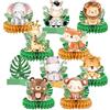Bubaxuce 10 Pezzi Animali della Giungla Baby Decorazioni Tavolo a Nido d'Ape 3D Ornamenti per Festa Safari Baby Shower per Bambino Celebrazione Compleanno Giungla Safari
