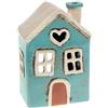 Home of Christmas Casa delle luci | Porta lumini | Casa luminosa | Candeliere | Portacandele | Ceramica (turchese/beige, 15 x 10 x 8 cm)