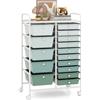 COSTWAY Carrello con 15 Cassetti Impilabili, Carrello di Stoccaggio con Ruote, Carello Portaoggetti per Casa e Ufficio, 63 x 37 x 87 cm (Verde)
