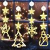 VEEKAY 4 Pezzi Lampada ventoso Per Natale, Luci Finestra LED + Elementi Natalizi LED, Bianco Caldo, Timer, Batteria