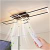 cupgow Ventilatore a Soffitto Con Illuminazione Lampada LED - Lampada a Soffitto 41w Ventilatore Dimmabile Con Luce Grande Rettangolare per Camera da Letto Cucina Sala da Pranzo