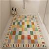 Z·Bling Tappetino Doccia Antiscivolo 70x80cm,Tappeto Doccia in Luffa,Tappeto Bagno Senza Ventose,Tappetino Vasca con Fori di Drenaggio,Motivo Geometrico A