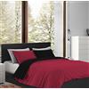 IlGruppone Parure Copripiumino in Flanella Felpato Prodotto Italiano Bicolore Sacco e Federe Double Face 100% Cotone Antipilling (Singolo, Bordeaux-Nero)
