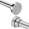Kongming Bastone Tenda a Pressione Estensibile 120-215cm Senza Forare Asta Telescopica in Acciaio Inox Bastone Tenda Doccia Argento Antiscivolo & Mai Rustico per Finestra, Armadio, Porta