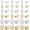 CREATCABIN 120 pz 6 Stili Terminali per Cordino Pelle Ottone Vero Oro 24K Tappi Terminali A Crimpare 925 Terminatori A Colonna Placcati Argento Sterling Punta Terminale A Barilotto 2mm 2.5mm 4mm
