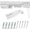 TENDEEVOLUTION Binario per Tende Estensibile in Acciaio Zincato Laccato Bianco, Apertura Personalizzabile con Corda, Binario Tenda Soffitto o a Parete con Supporti, Scorritenda, Riloga per Tende (DA 71 A 122 CM)