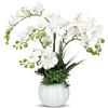 MixcMax orchidea finta realistica, Fiori di orchidea finti con vaso piante finte da interno per decorare il soggiorno, la camera da letto, la cucina e il tavolo (bianco)