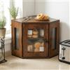 Songvas Portapane Angolare 32x32x35cm, Mobile Contenitore Cucina con Mensola Regolabile, Porta Acrilica Trasparente, Finitura Effetto Legno, Risparmio Spazio, Design Rustico Moderno
