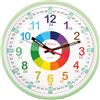 Kiddus Orologio da Parete Bambini per Imparare l'Ora, Orologio Educativo 30cm con Lancette Scritte Ora e Minuto, Decorazione Cameretta Bimbo e Bimba, Silenzioso, Pedagogico Colorati per Scuola e Casa