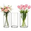 MELEJIA Set di 3 Vasi in Acrilico, Rotondo Vaso Trasparente, Vaso Indistruttibile Leggero, Vasi Resistente per Fiori Freschi/Finti, Decorazione Interna/Esternea (10 x 25cm, 12 x 25cm e 15 x 25cm)