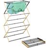 Relaxdays Stendibiancheria Pieghevole, Stendino Verticale a Torre, 11 Aste, HLP: 107x43-74x37 cm