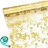 XDGBGFN Runner da tavola oro arcobaleno, tovaglia decorativa, in organza, decorazione per matrimonio, con metro a nastro, per Avvento, Carnevale, battesimo, compleanno, festa, 28 cm × 5 m (oro)