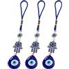 TAIZER Blue Eyes Appeso Parete 3 pezzi Evil Eye Wall Hanging Amuleto Dell'occhio Diabolico per Camera Letto Ornamento Amuleto Regalo Compleanno Decorazione Della (blu)