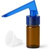 M&M Smartek Dosatore con cucchiaio e imbuto Set porzionatore Sniff Snuff Bottle Sniffer Dispenser in vetro e plastica, dimensioni con imbuto (blu - marrone)