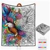 VEELU Coperta da Colorare con Pennarelli per Tessuti 150x115 cm, Coperta Colorabile con 24 Pennarelli Inclusi per Adulti e Bambini, Regalo Originale per Famiglia e Amici (S-6)