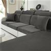 CYCMACO Velluto Copriseduta Divano Elasticizzato, Universale Copricuscini Divano Antiscivolo, Copridivano Cuscini Separati, Soft Sofa Seat Cover Lavabili(1 Posti*2, Grigio)