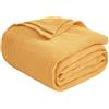 EMME Coperta per letto in mussola di cotone traspirante, morbida e leggera per adulti (giallo melange, 228 x 228 cm)