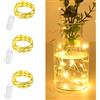 Gcstnn 3 Pezzi Stringa Luci LED a Batteria, 2M 20LED Mini Lampada a Fili di Rame, Impermeabile Catena Luminosa per Natalizi, Halloween, Feste, Matrimonio, Interni Decorazione (Bianco Caldo)