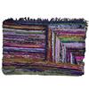 Aakriti Gallery Tappeto pezzotto realizzato a mano con materiali riciclati, tappeto indiano Chindi multicolore, boho-chic decorativo (150 x 90 cm) Blue