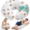 Flowen Cuscino Gravidanza e Allattamento per Dormire di Lato per Donne Incinta Idea Regalo per Neo Mamme con Federa in 100% Cotone e Morbido Riempimento Accessorio Full Body Premaman per un Sostegno Ottimale