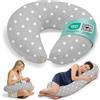Flowen Cuscino Gravidanza e Allattamento per Dormire di Lato per Donne Incinta Idea Regalo per Neo Mamme con Federa in 100% Cotone e Morbido Riempimento Accessorio Full Body Premaman per un Sostegno Ottimale