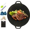 Generico Padella Rotonda per Griglia e Piastra Piastra Per Grigliare Compatta | Padella in Ghisa Rotonda Stile Coreano da Grigliate Forniture Griglia Barbecue Gia
