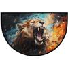 Mexpekil Zerbino a mezza luna con leone arrabbiato per interni ed esterni, antiscivolo, lavabile, zerbino a semicerchio, assorbente, per ingresso, 61 x 91 cm