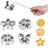 Cyrank Set di ferro per rosette svedesi con 4 teste intercambiabili, tagliabiscotti a forma di fiore, stampini per frutta, stampini per pasticceria