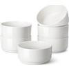 MALACASA LEAH Ciotole per Cereali in Porcellana Bianca da 640 ml, Set di 6 Ciotole per Cereali, Zuppe, Insalate, Colazione e Snack, Design Elegante e Minimalista