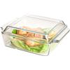 Accmuzzy Casseruola da 1, 5 l, casseruola con coperchio, piccole casseruole in vetro con coperchi a prova di forno per cucinare, mini casseruola quadrata singola per microonde