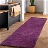 SIMPEX tappeto shaggy viola a pelo lungo 60x110 cm ultra morbido moderno tinta unita ideale per corridoio ingresso piccoli spazi soggiorno camera da letto comfort elevato