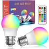 HeatingLux Lampadine Colorate LED RGBW Cambiare Colore Lampadina E27 3W Dimmerabile con Telecomando, 12 RGB Colore, Bianca Calda 3000K, Bianco Freddo 6000K, RGB E27 LED con Funzione di Memoria,2 Pezzi