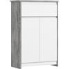 kleankin Mobile Bagno Autoportante con Cassetto e Ante Doppie, Grigio-Bianco | Aosom Italy