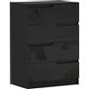 HOMCOM Cassettiera 4 Cassetti Moderna e Minimal in Legno, 60x40x85 cm, Nero Lucido | Aosom Italy