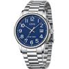 CIVO Orologio Uomo Argento Analogico: Orologio Business Acciaio Inossidabile Quadrante Nero/Blu Numeri Arabi - Impermeabile Quarzo con Data - Regali per Uomo Professionali e Informali