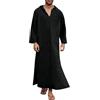 WAZHAKU Abiti musulmani da uomo Djellaba con cappuccio abiti a maniche lunghe in lino Dubai Robe da uomo con cappuccio Robe manica corta abito musulmano etnico maxi abito ramadan abiti musulmani, Nero