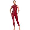 Riismen Costume da Ballo Latino Americano con Paillettes Body Ginnastica Donna Senza Maniche Leotards Tuta Intera da Balletto Pattinaggio Artistico Danza Classica Dancewear Blu scuro M