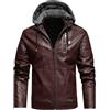 Generico Giubbotto Pelle Uomo Invernale Stile Vintage Giacca Moto Impermeabile Giacca Tuta Elegante Giubbotto Leggero Sportiva Giacca Calda Uomo Trekking Casual Winter Jacket Men Cappotto Softshell Antivento