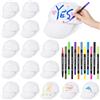 Itoyx Set di cappelli fai da te bianco, 16 cappelli fai da te con 12 matite colorate per adolescenti, cappelli da baseball autodipinti, cappelli da baseball creativi, regolabili, per riunioni